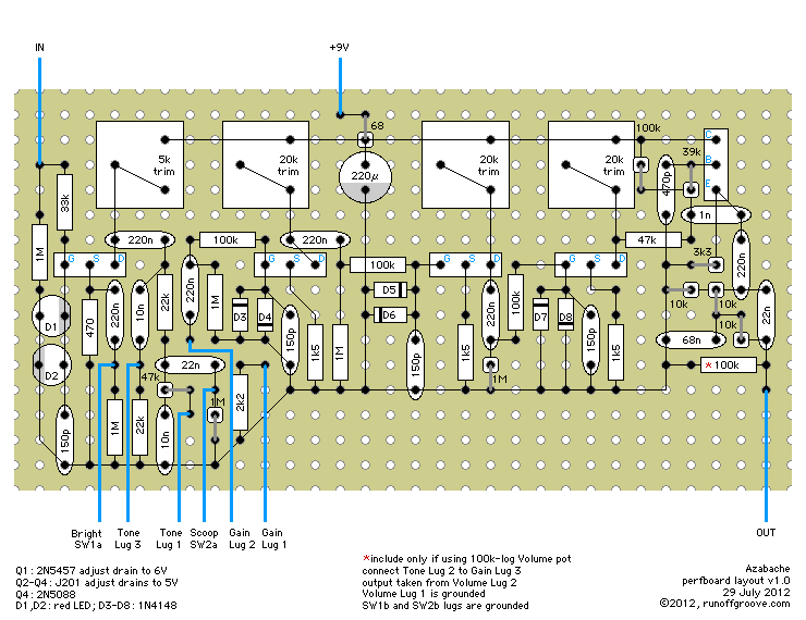 Azabache perfboard layout